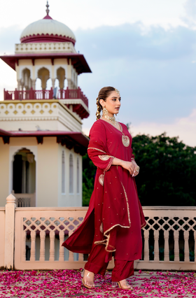 Royal Ruby Crepe Suit Set