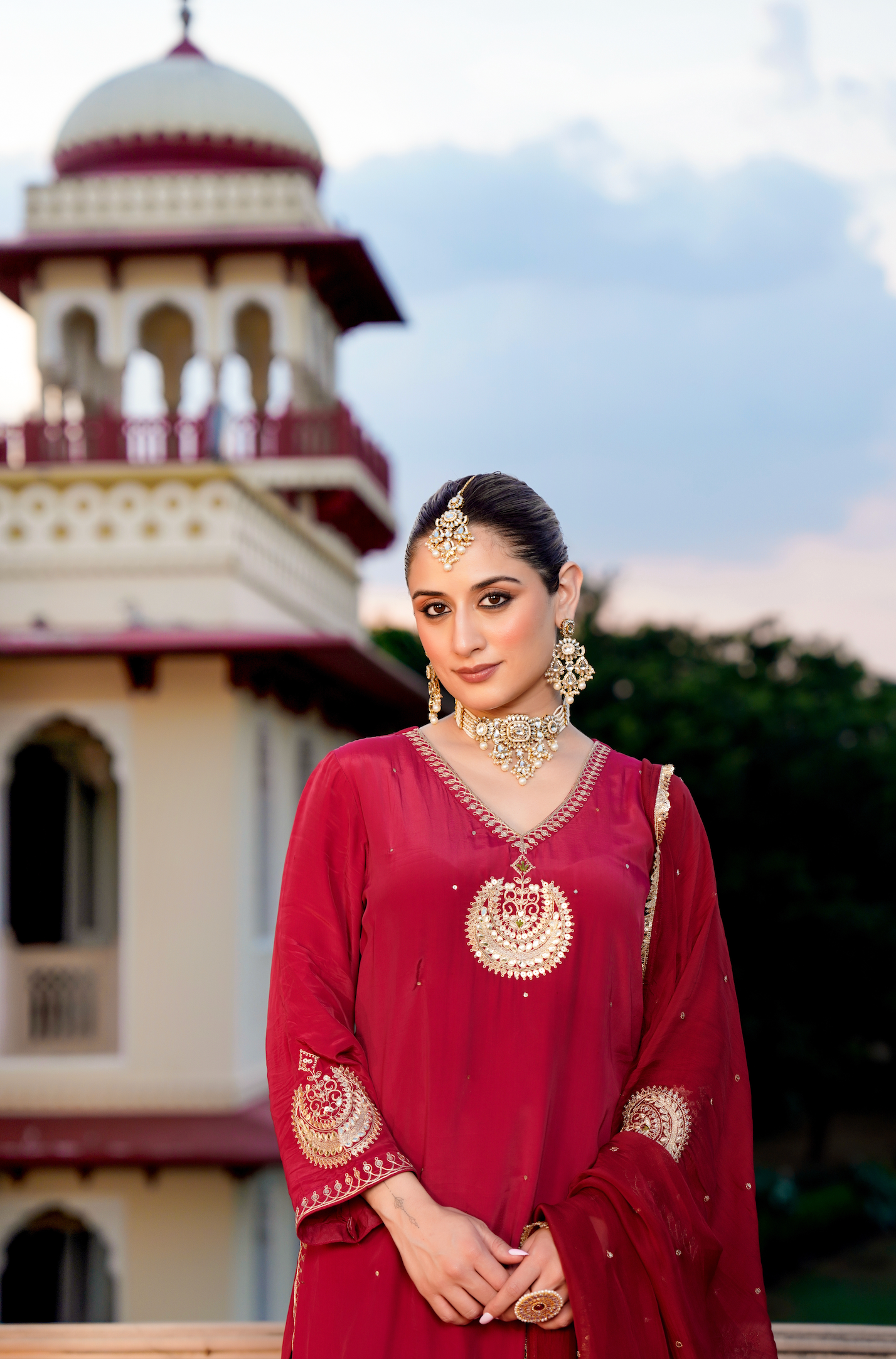Royal Ruby Crepe Suit Set
