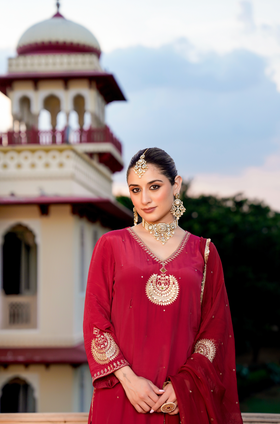 Royal Ruby Crepe Suit Set