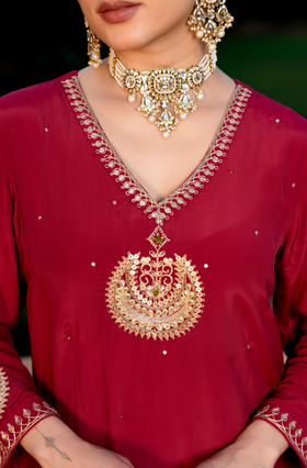 Royal Ruby Crepe Suit Set