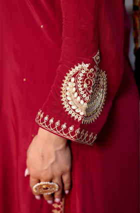 Royal Ruby Crepe Suit Set