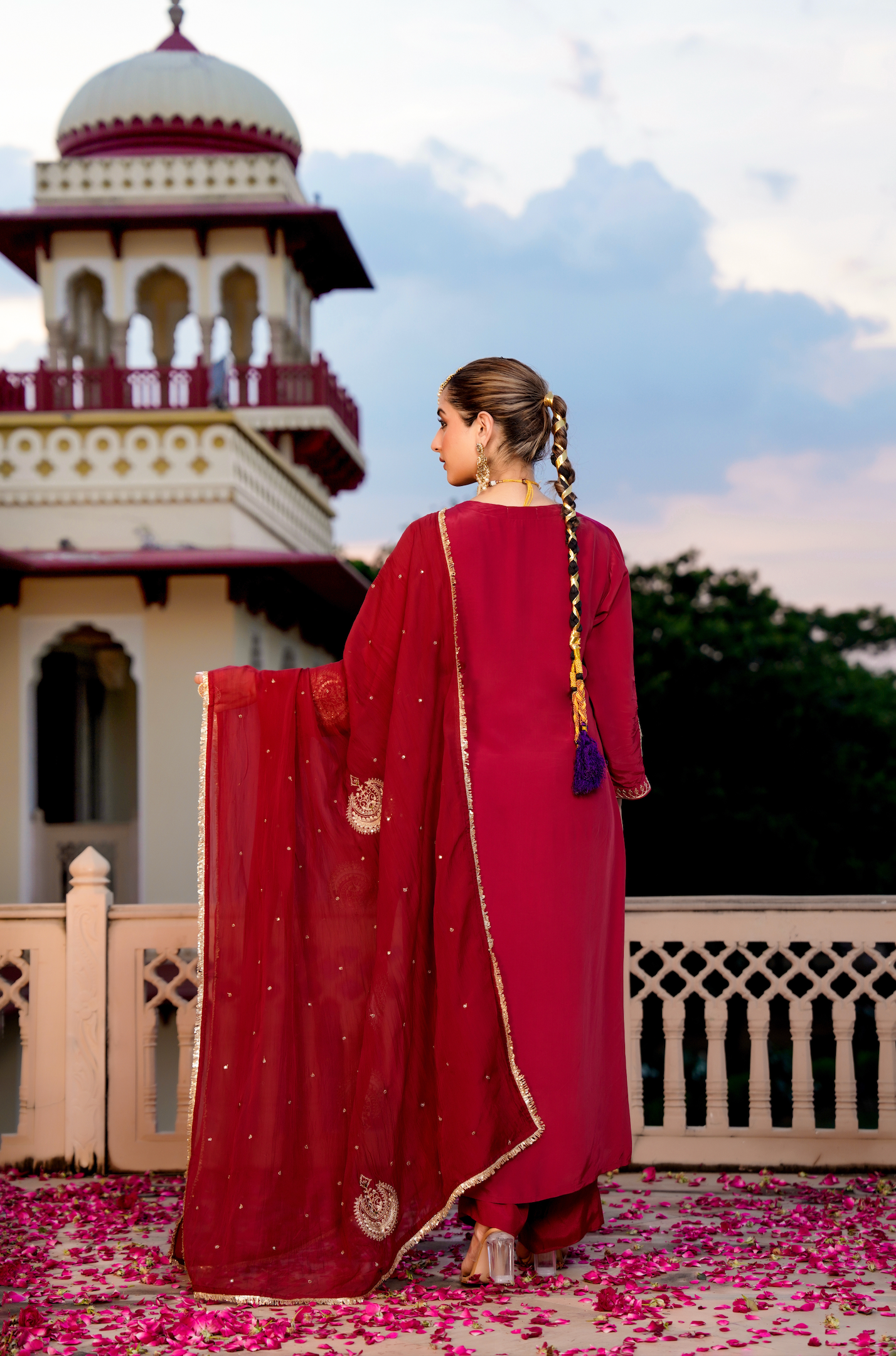 Royal Ruby Crepe Suit Set