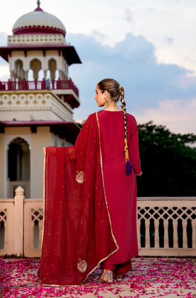 Royal Ruby Crepe Suit Set