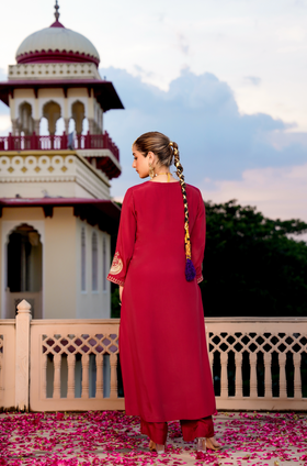 Royal Ruby Crepe Suit Set