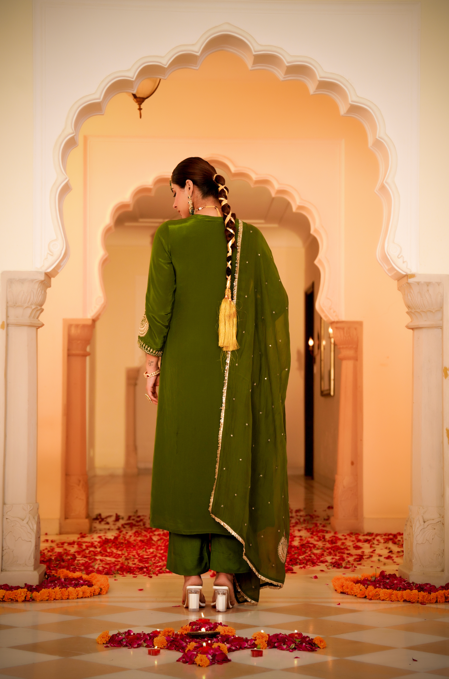 Emerald Grace Crepe Suit Set