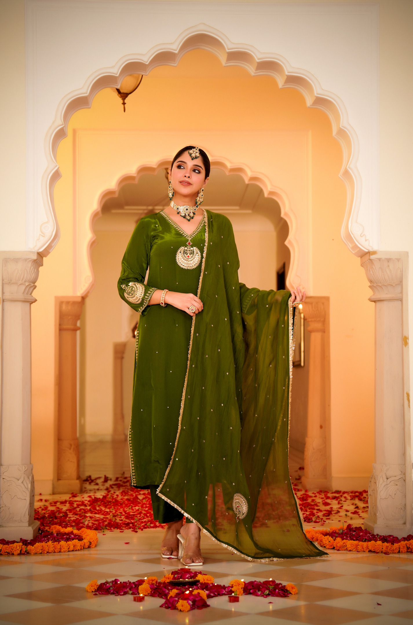 Emerald Grace Crepe Suit Set