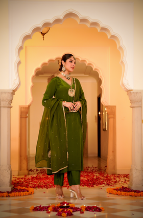 Emerald Grace Crepe Suit Set