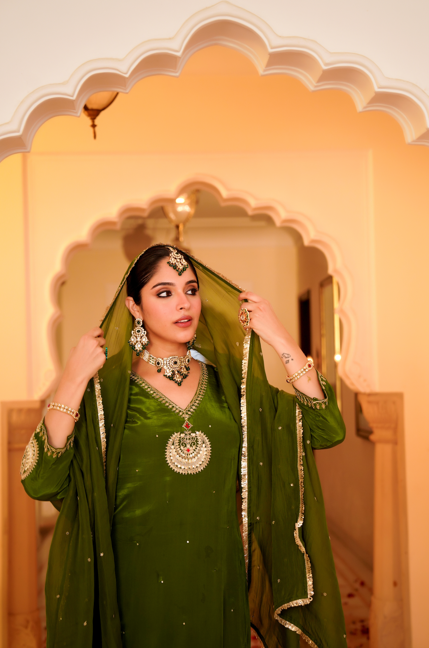 Emerald Grace Crepe Suit Set