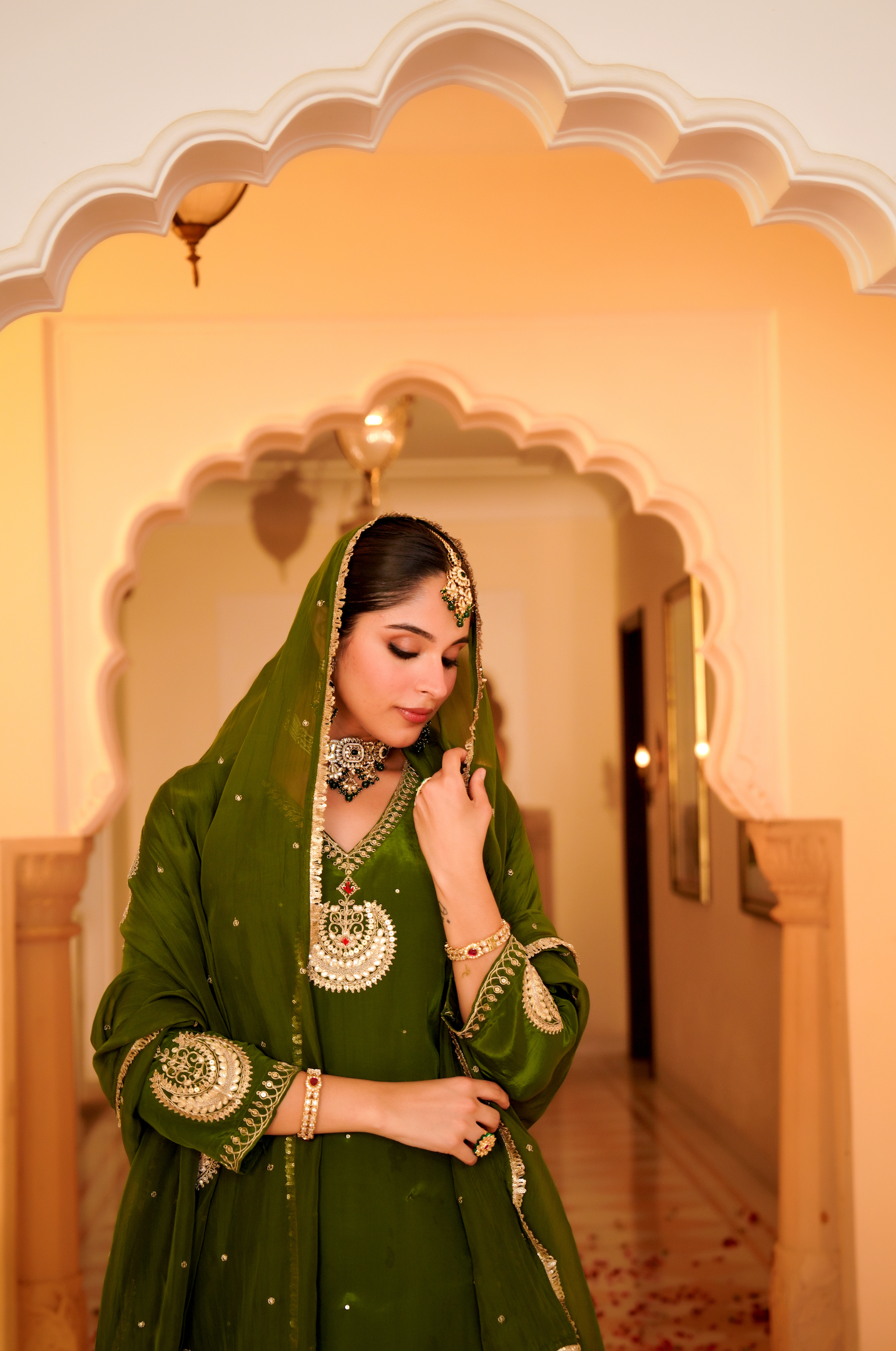 Emerald Grace Crepe Suit Set