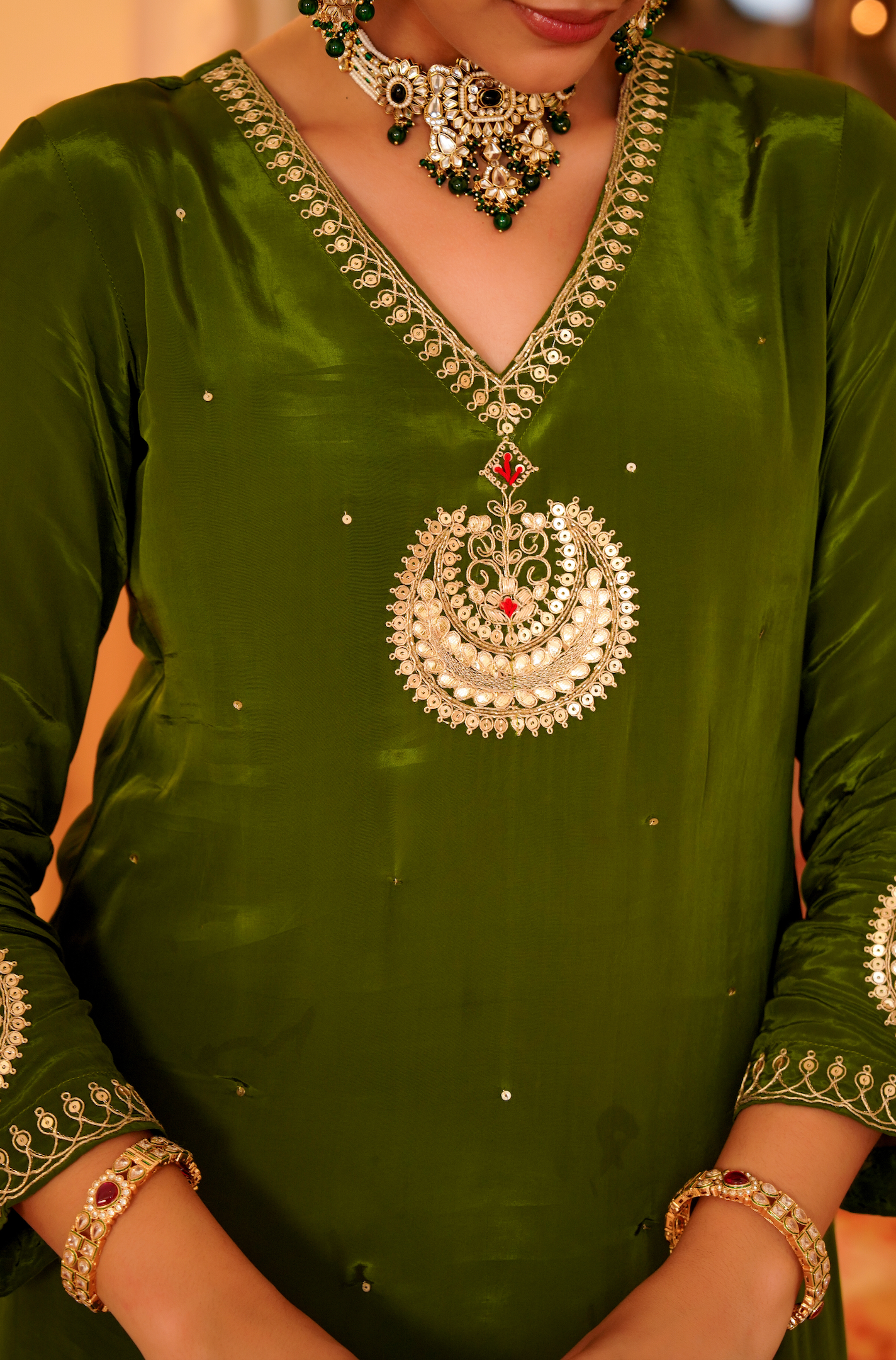 Emerald Grace Crepe Suit Set