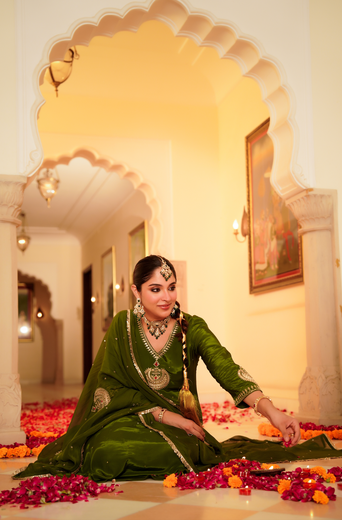 Emerald Grace Crepe Suit Set