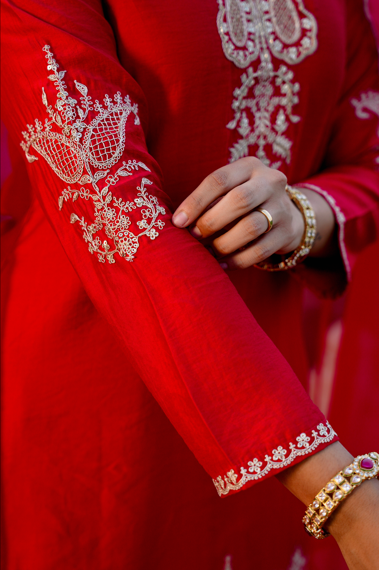 Karwa Crimson Satoori Silk Garara Suit Set