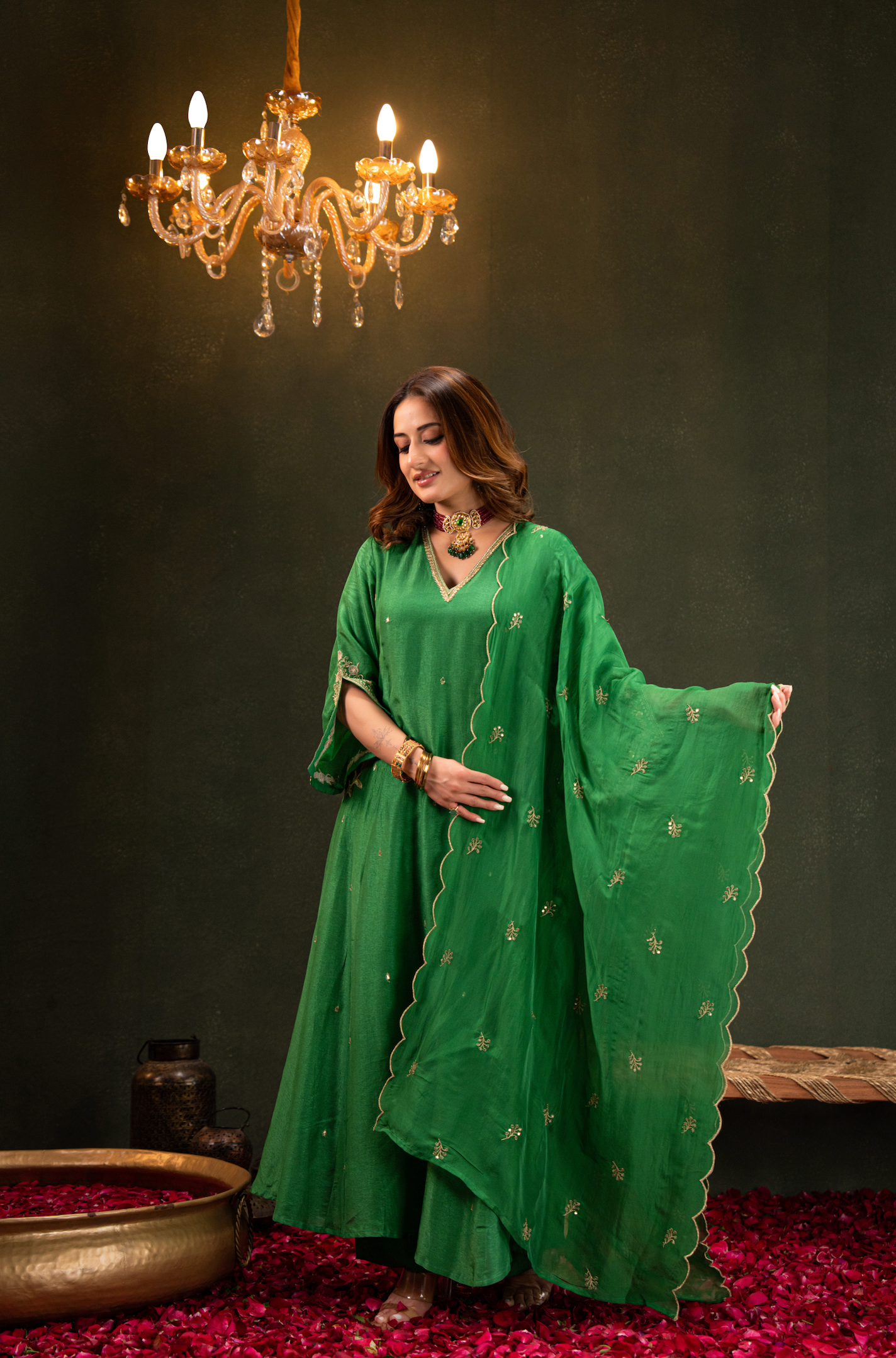 Emerald Whisper Silk Suit Set