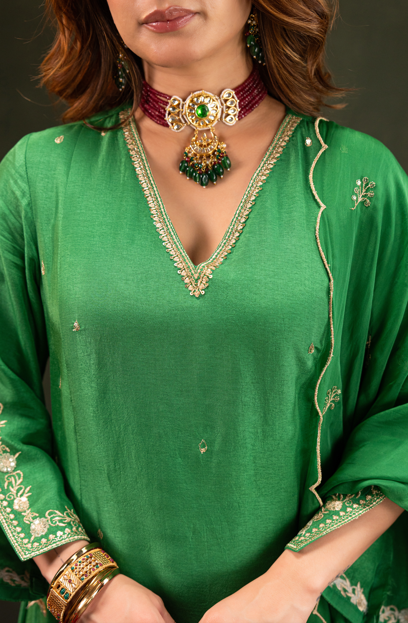 Emerald Whisper Silk Suit Set