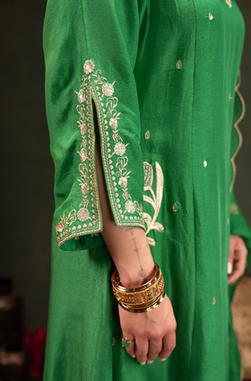 Emerald Whisper Silk Suit Set