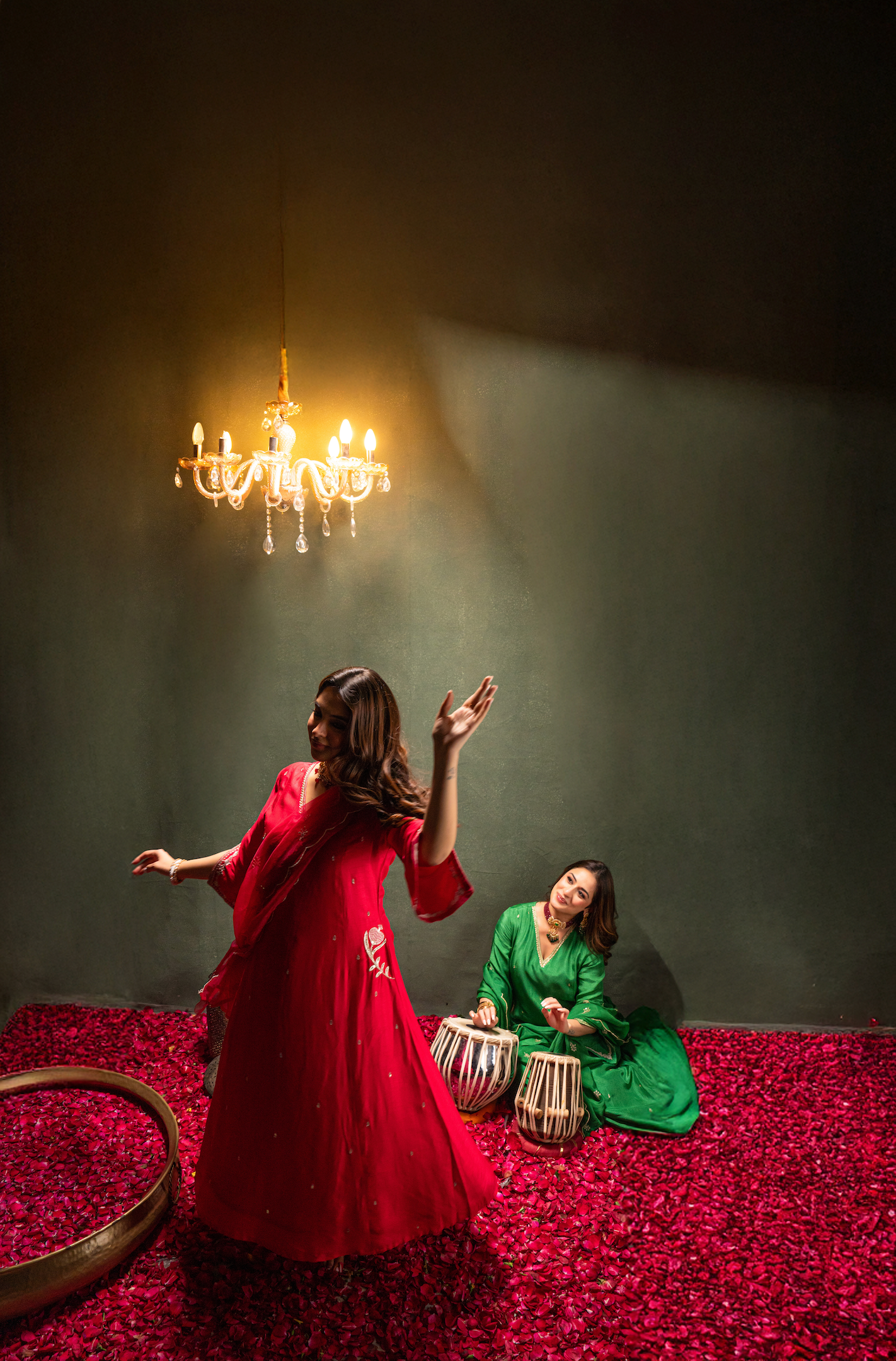 Crimson Radiance Silk Suit Set