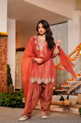 Terracotta Bloom Tissue Suit Set