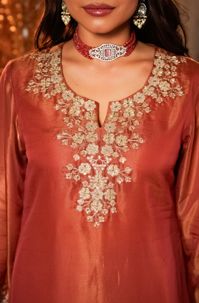 Terracotta Bloom Tissue Suit Set