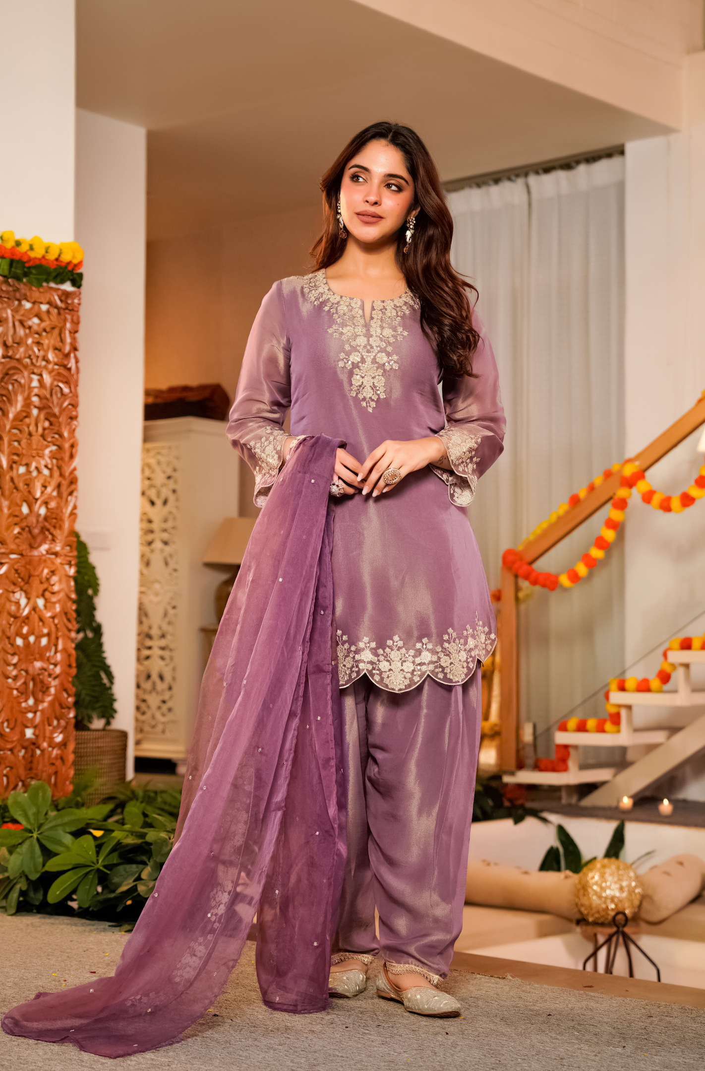Lavender Bloom Tissue Suit Set