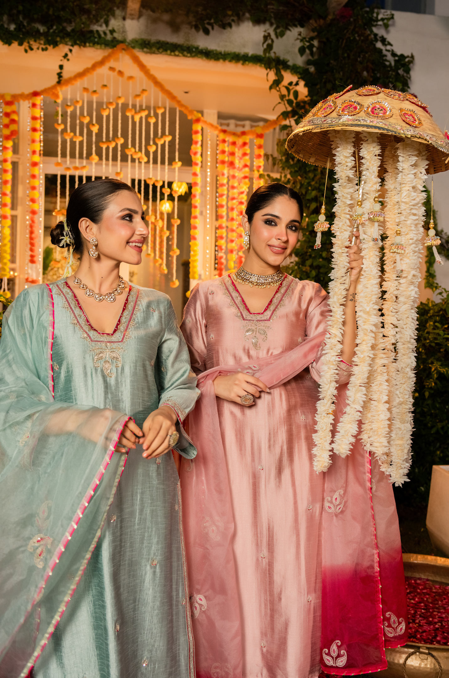 Blush Rose Dola Silk Suit Set