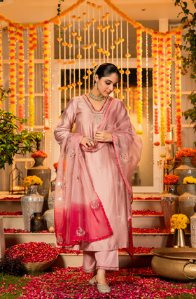 Blush Rose Dola Silk Suit Set