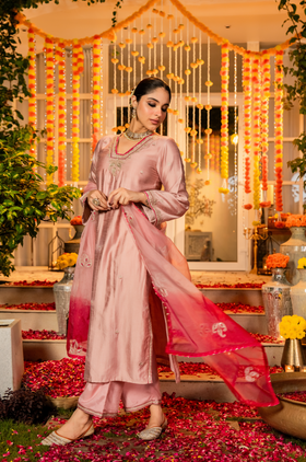 Blush Rose Dola Silk Suit Set