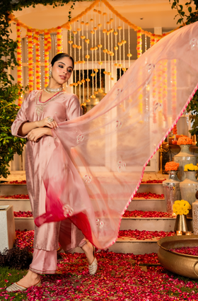 Blush Rose Dola Silk Suit Set