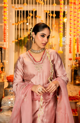Blush Rose Dola Silk Suit Set