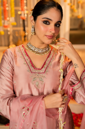 Blush Rose Dola Silk Suit Set
