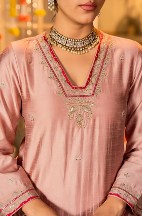 Blush Rose Dola Silk Suit Set