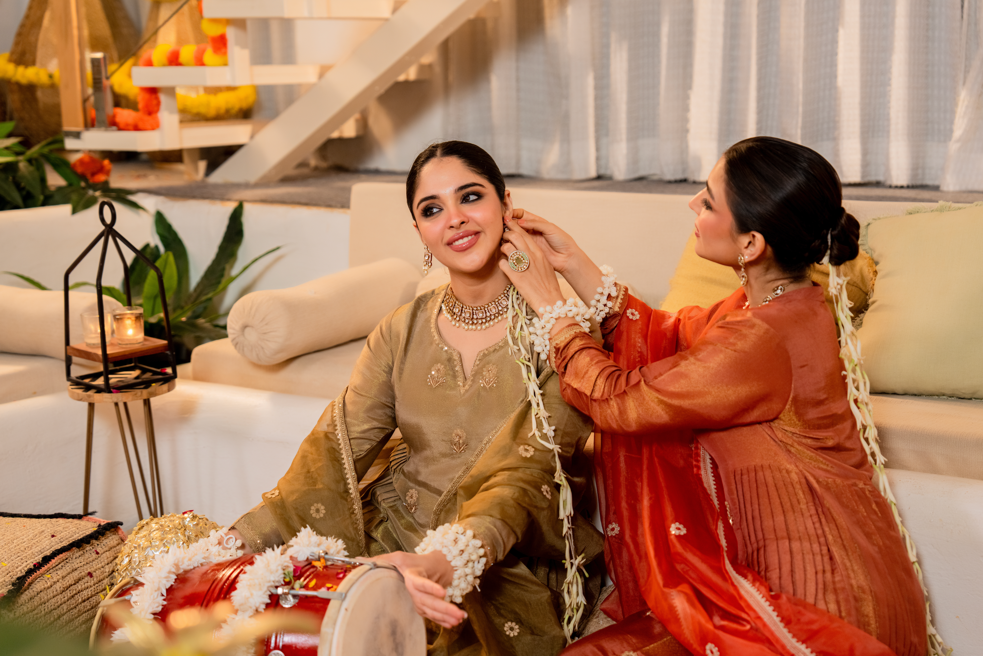 Dusky Gold Nazakat Tissue Suit Set