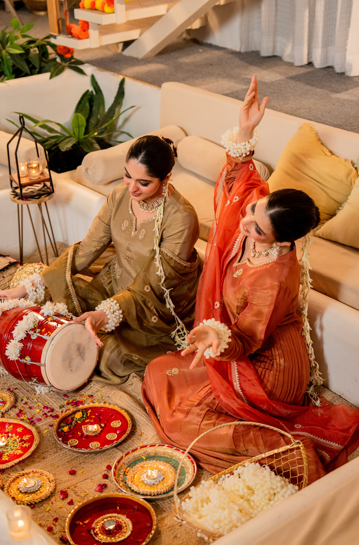 Dusky Gold Nazakat Tissue Suit Set