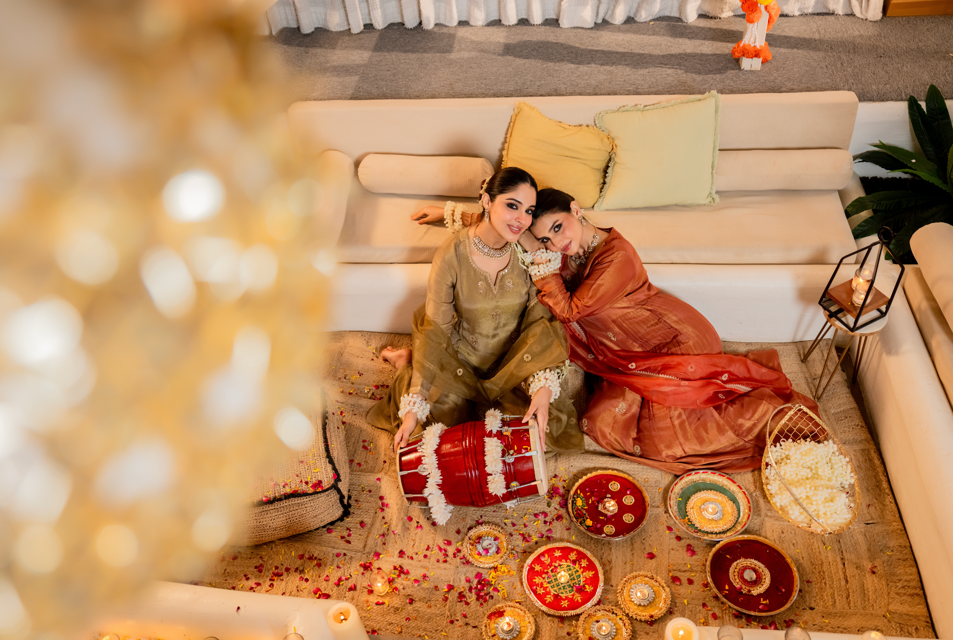 Dusky Gold Nazakat Tissue Suit Set