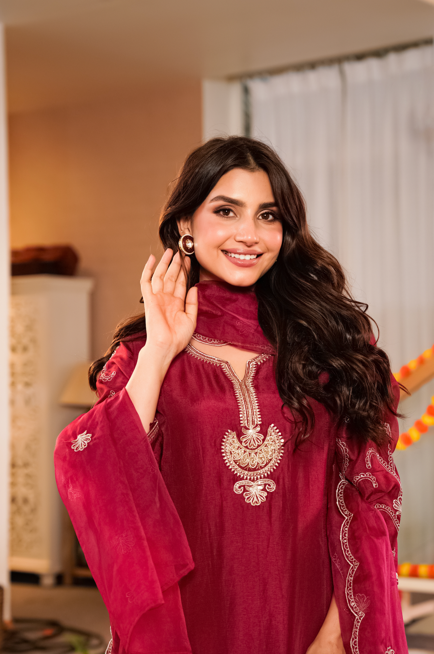 Crimson Royale Silk Suit Set