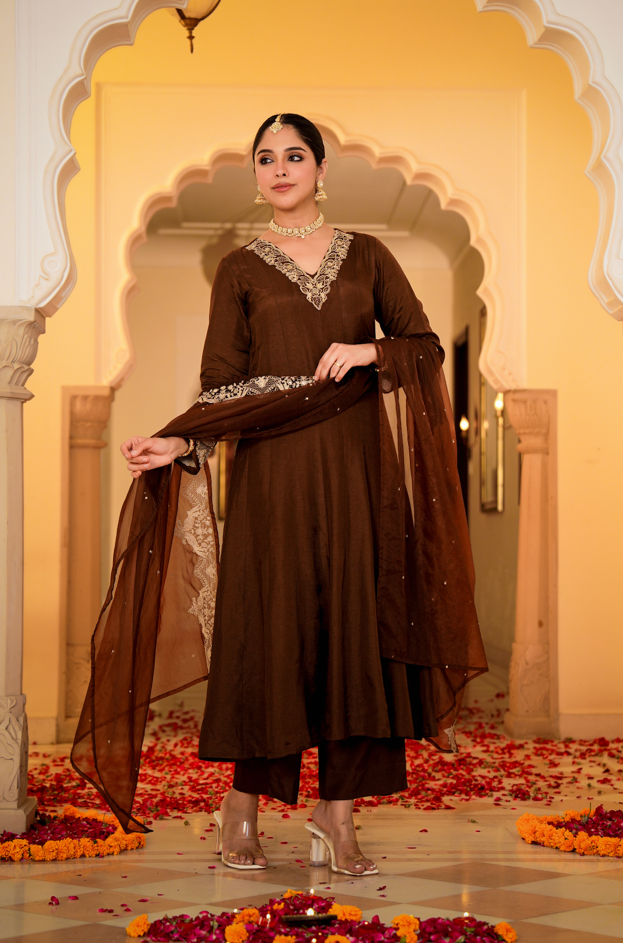 Mocha Royale Russian Silk Suit Set