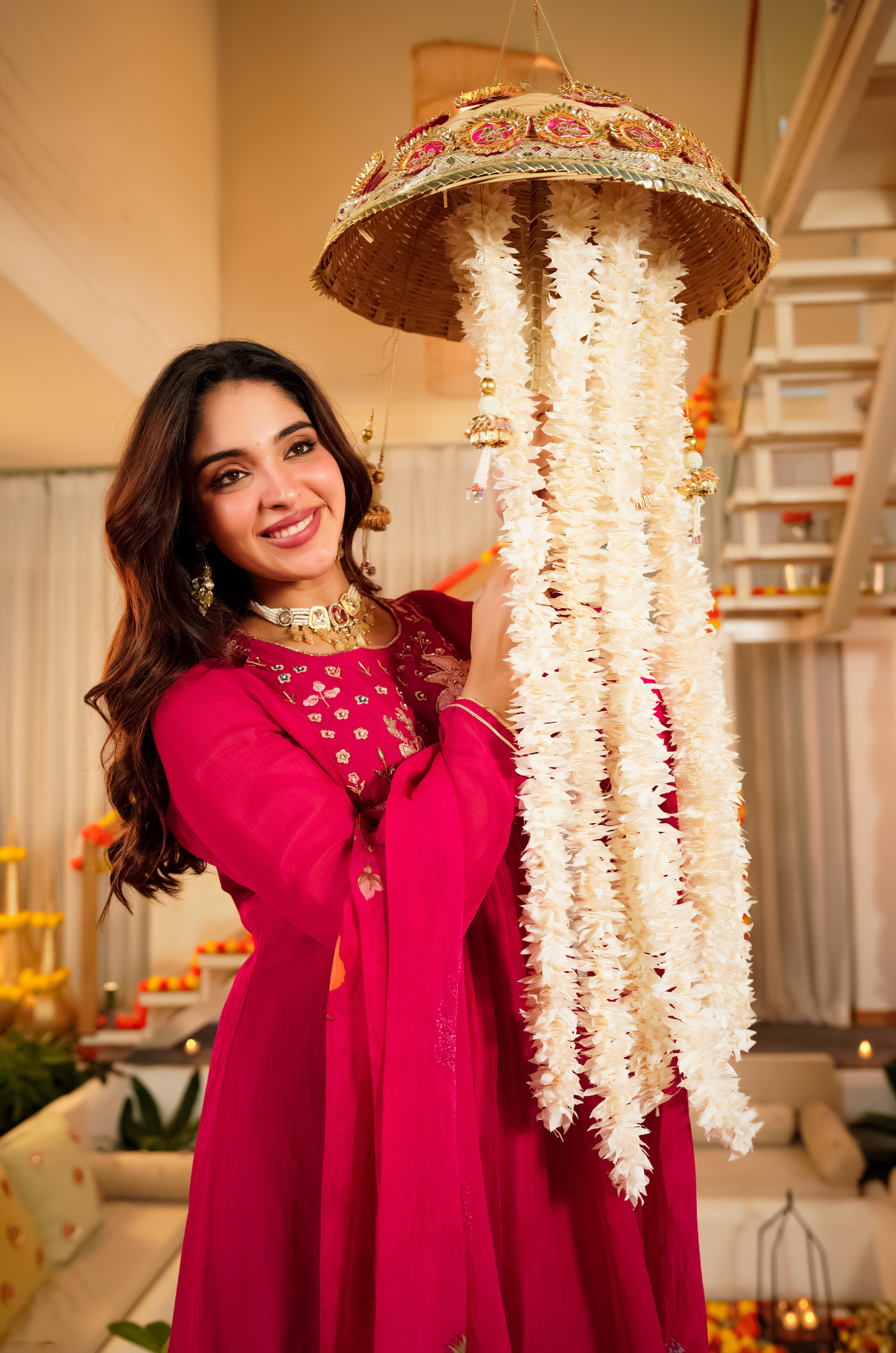 Magenta Whisper Organza Suit Set