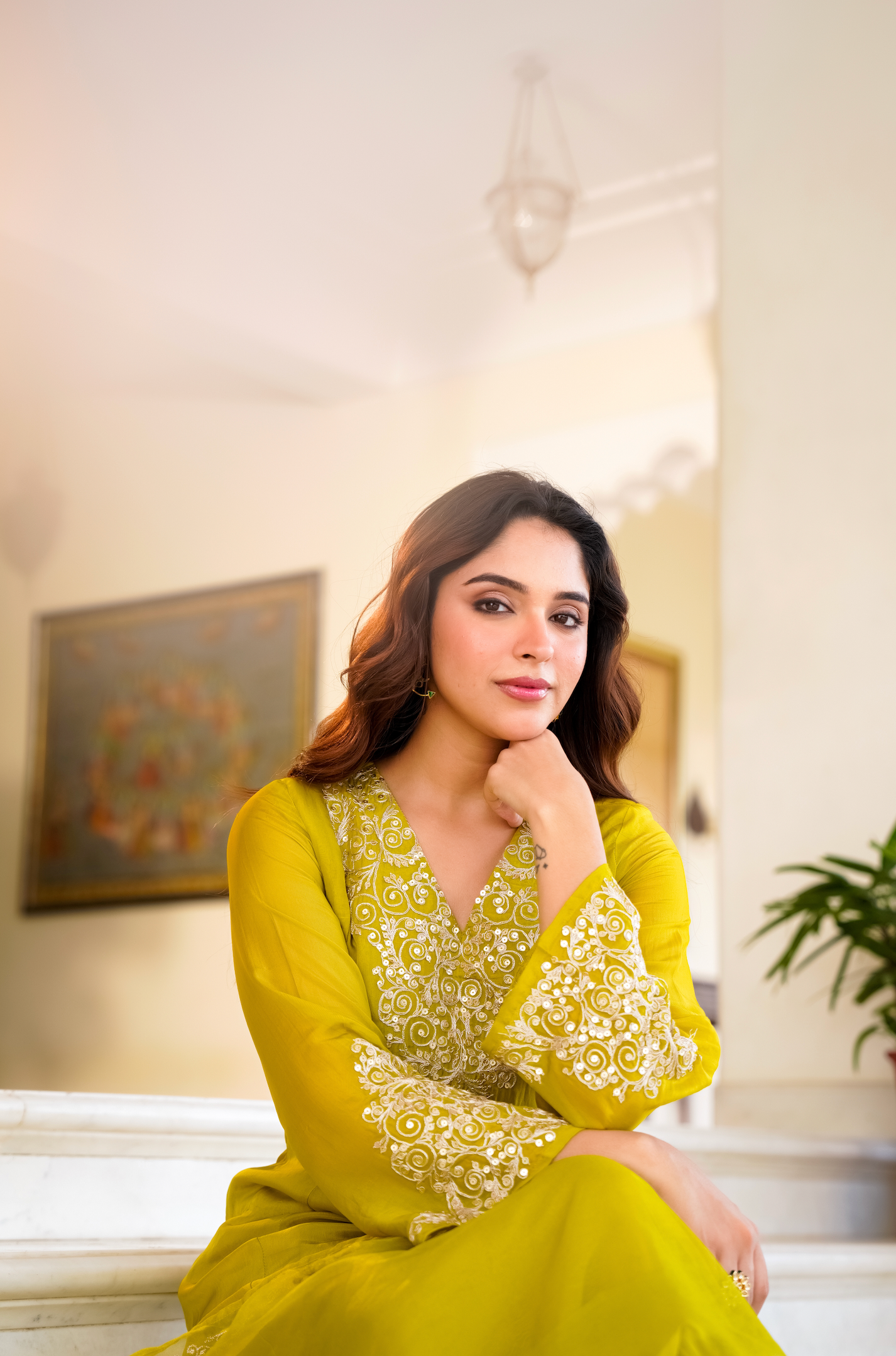 Golden Meadow Organza Suit Set