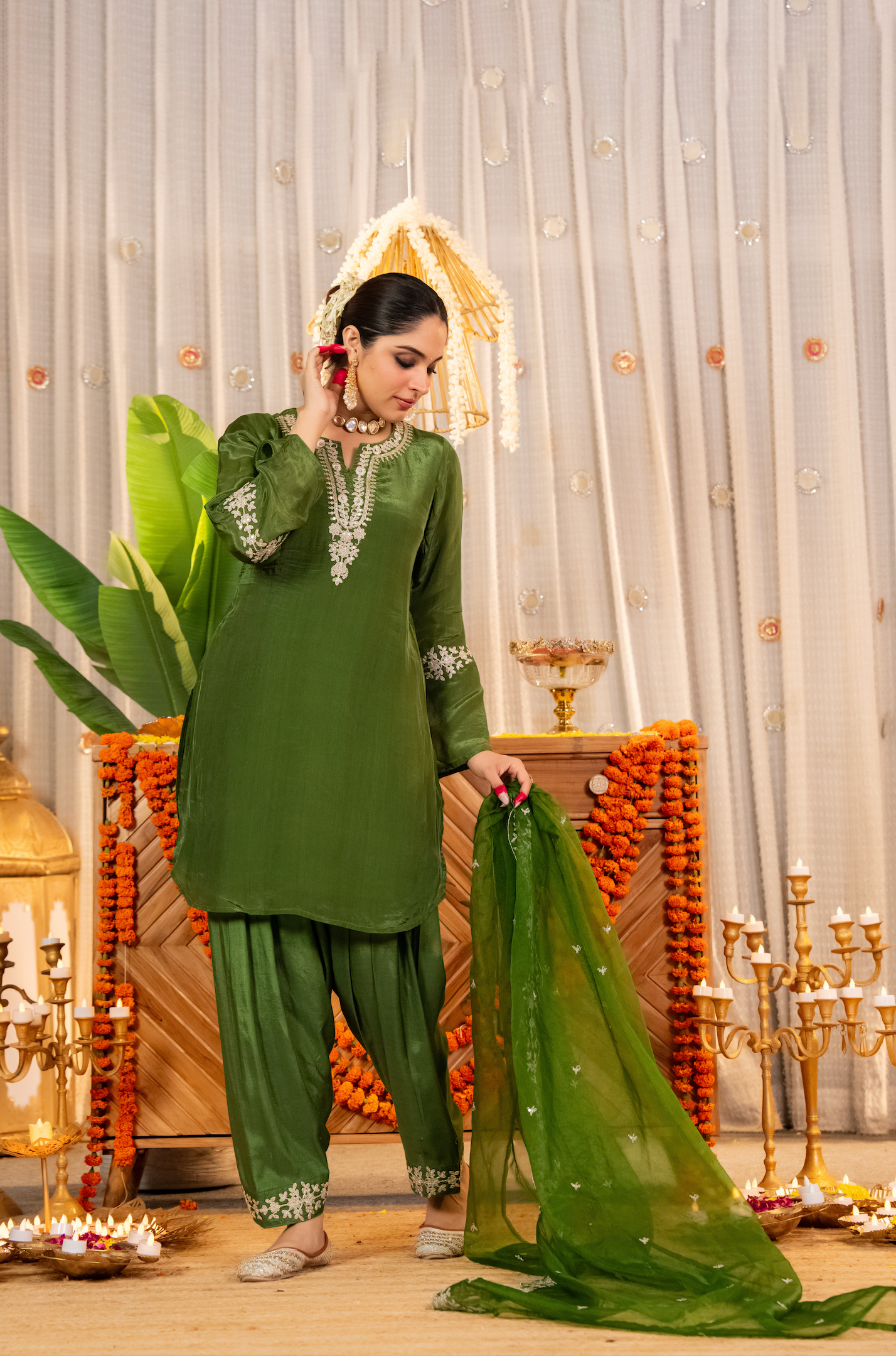 Emerald Whisper Organza Suit Set