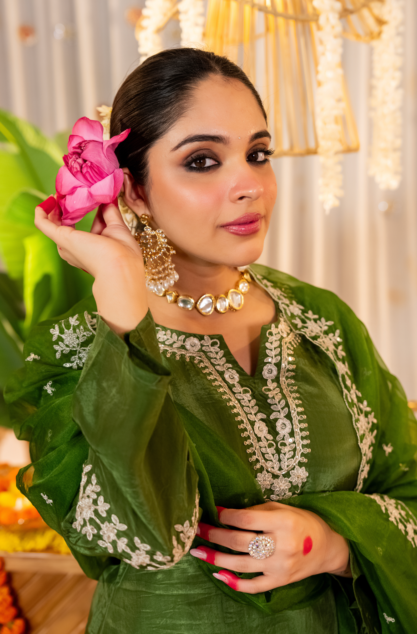 Emerald Whisper Organza Suit Set