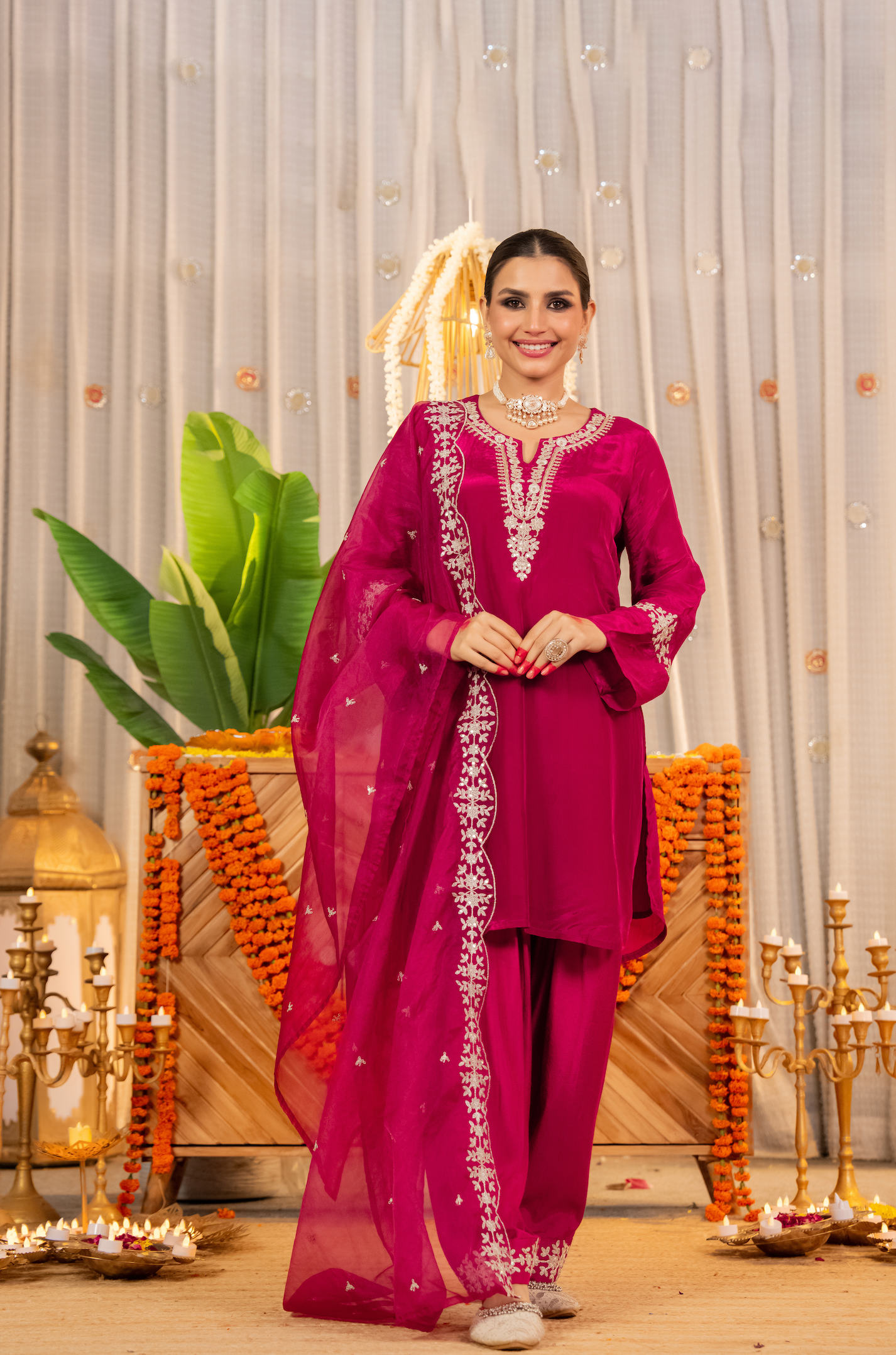 Rosette Radiance Organza Suit Set