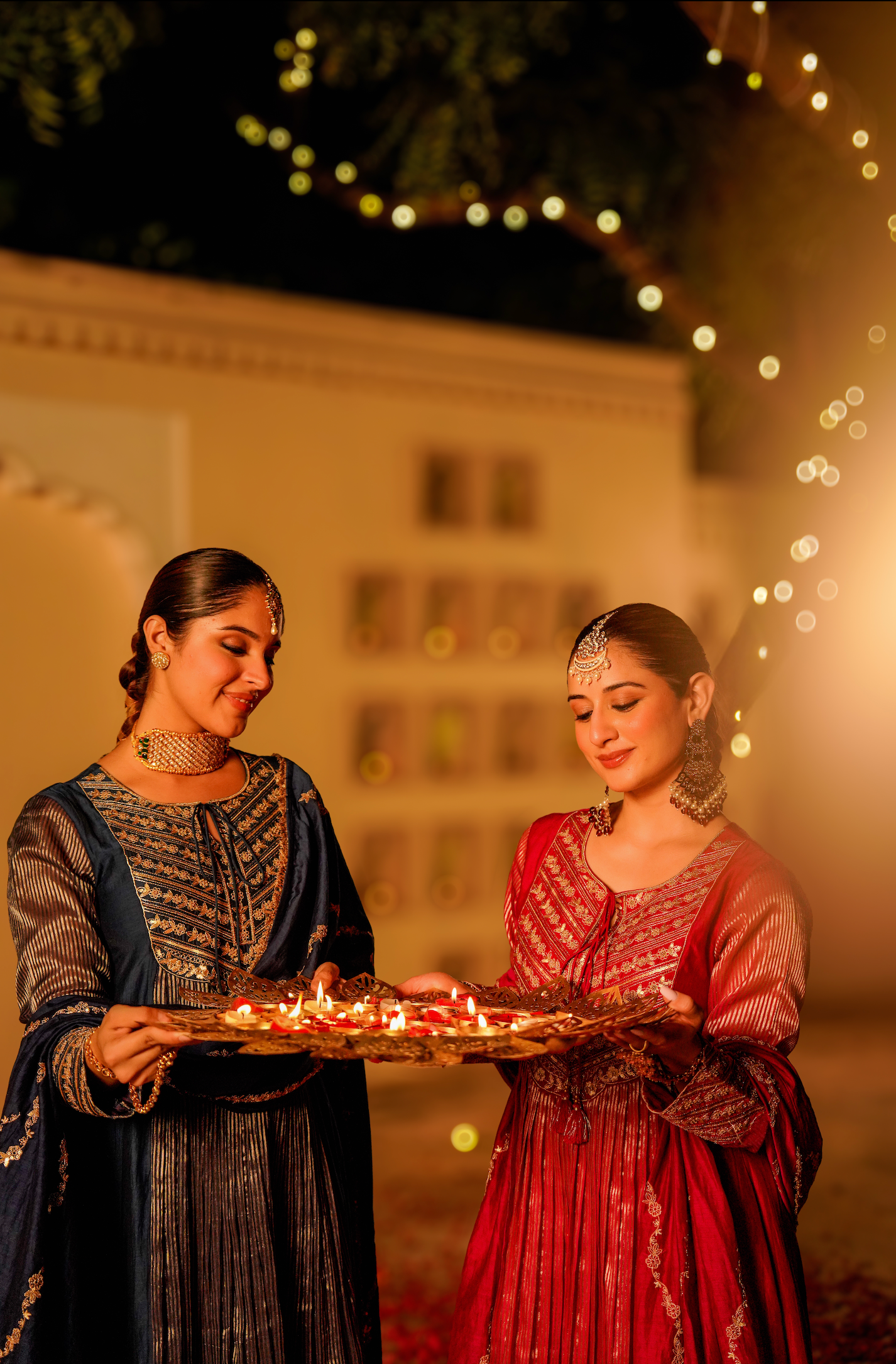 Midnight Bloom Flared Chanderi Suit Set