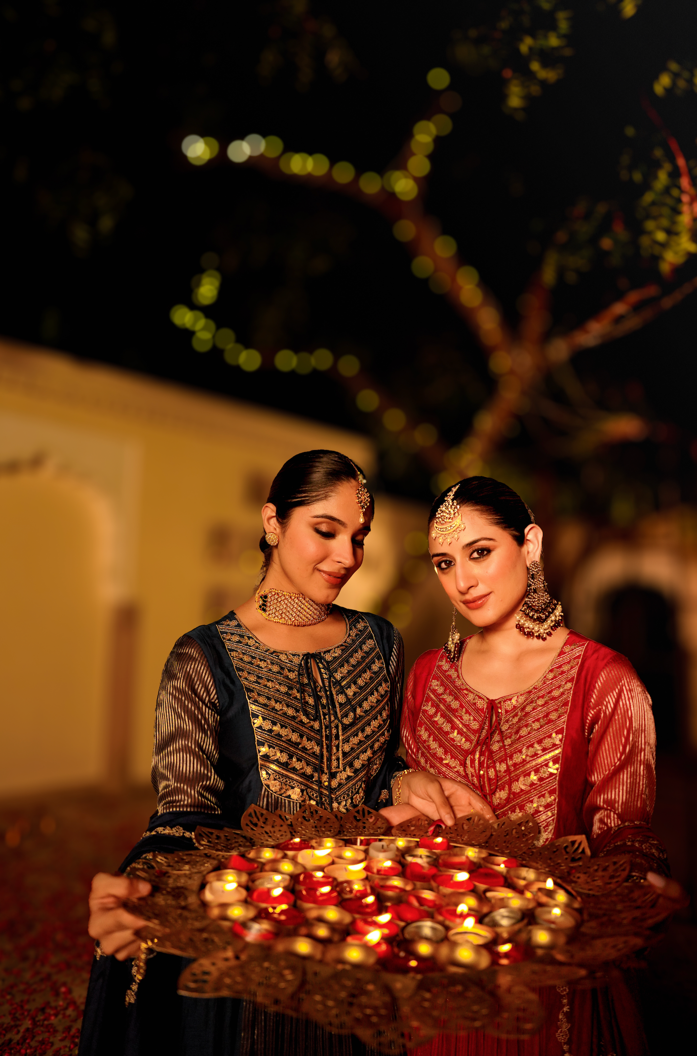 Midnight Bloom Flared Chanderi Suit Set