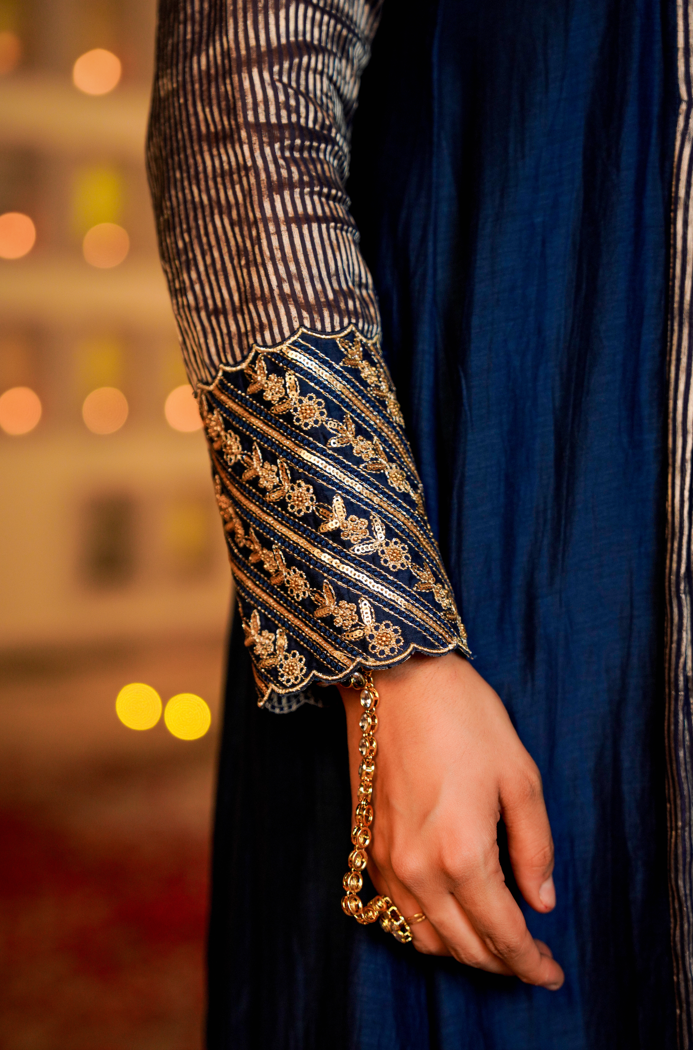 Midnight Bloom Flared Chanderi Suit Set