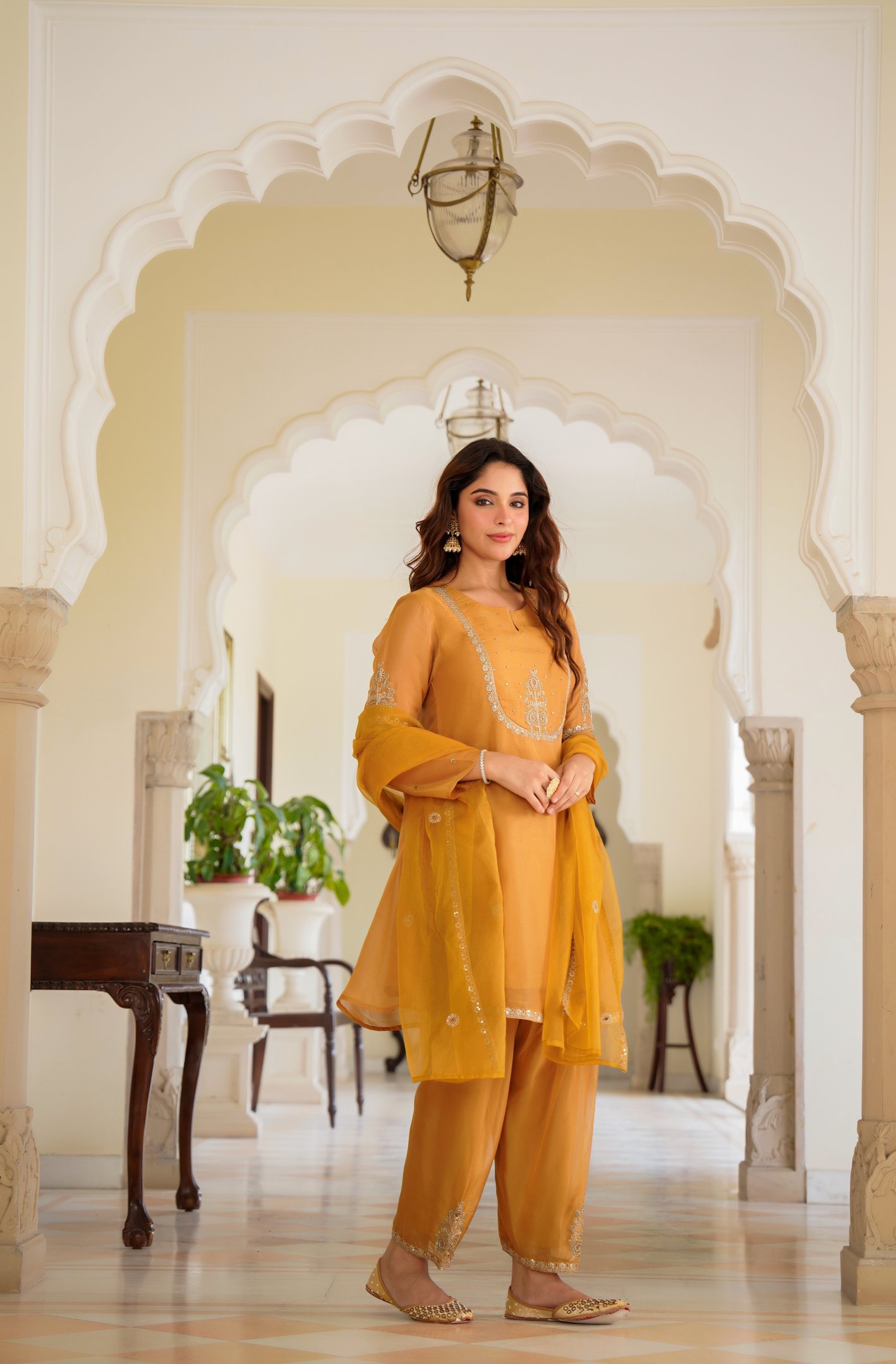 Golden Dusk Swiss Tissue Suit Set