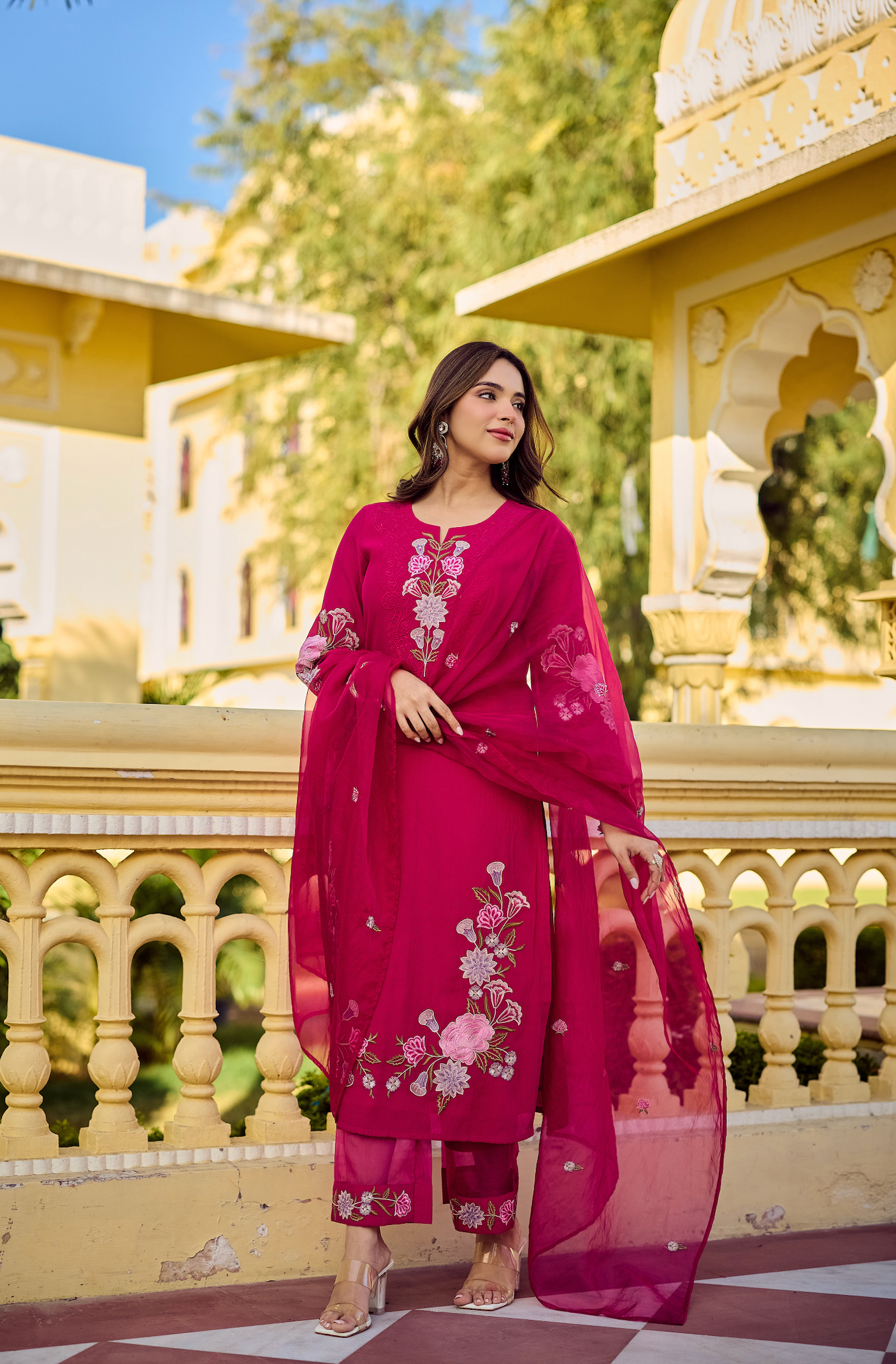 Noor Magenta Embellished Suit Set