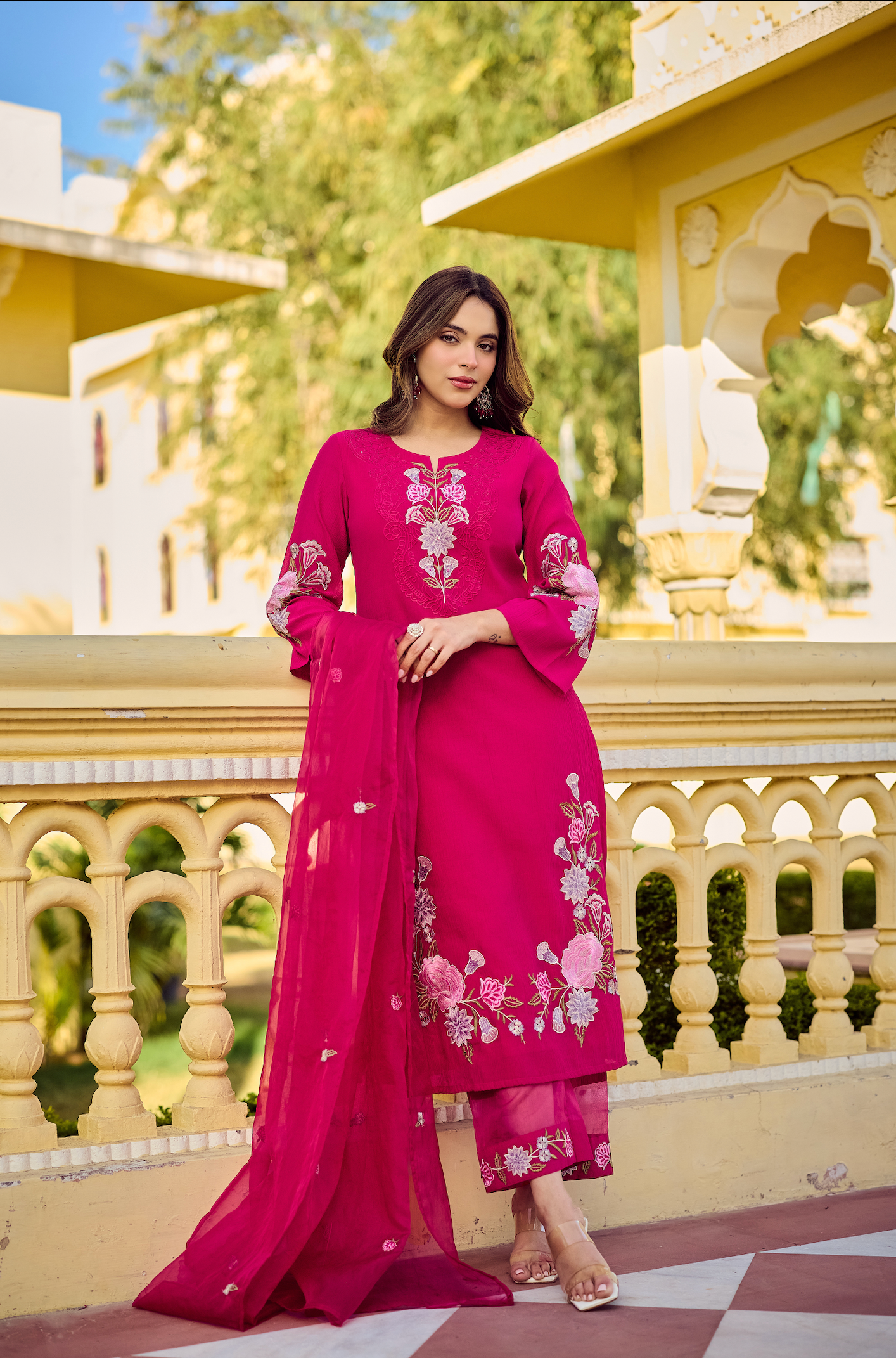 Noor Magenta Embellished Suit Set