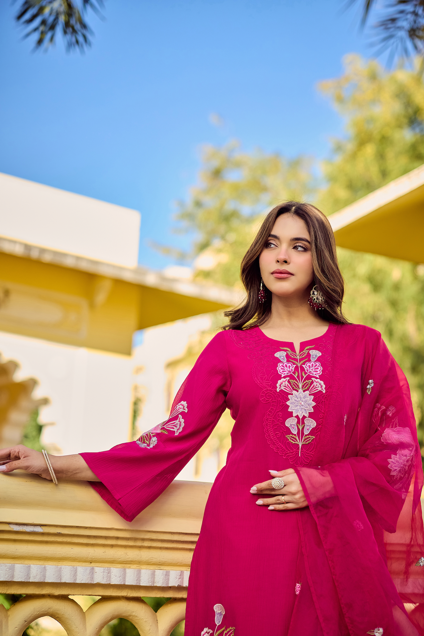 Noor Magenta Embellished Suit Set