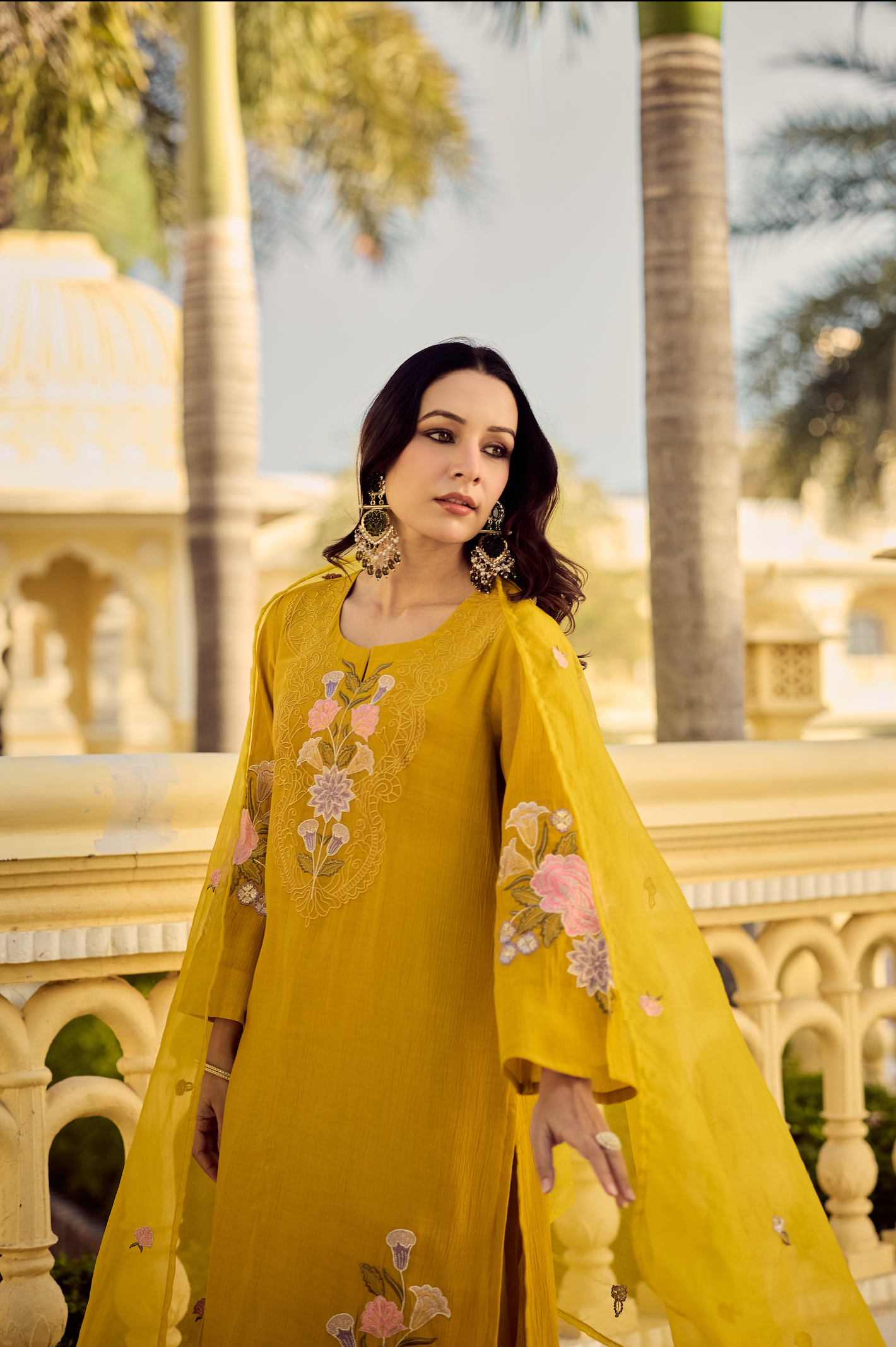 Noor Mustard Embellished Suit Set