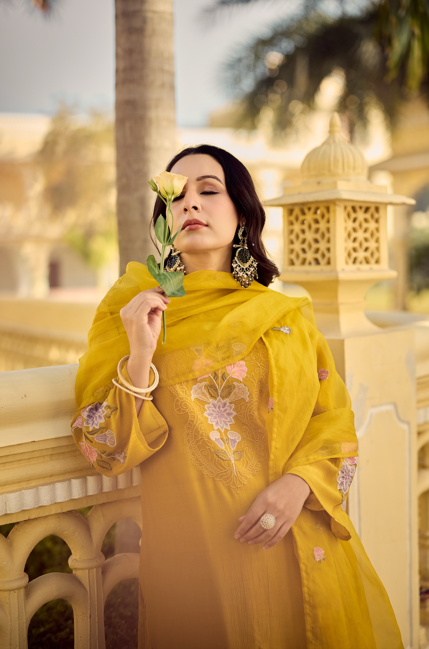Noor Mustard Embellished Suit Set