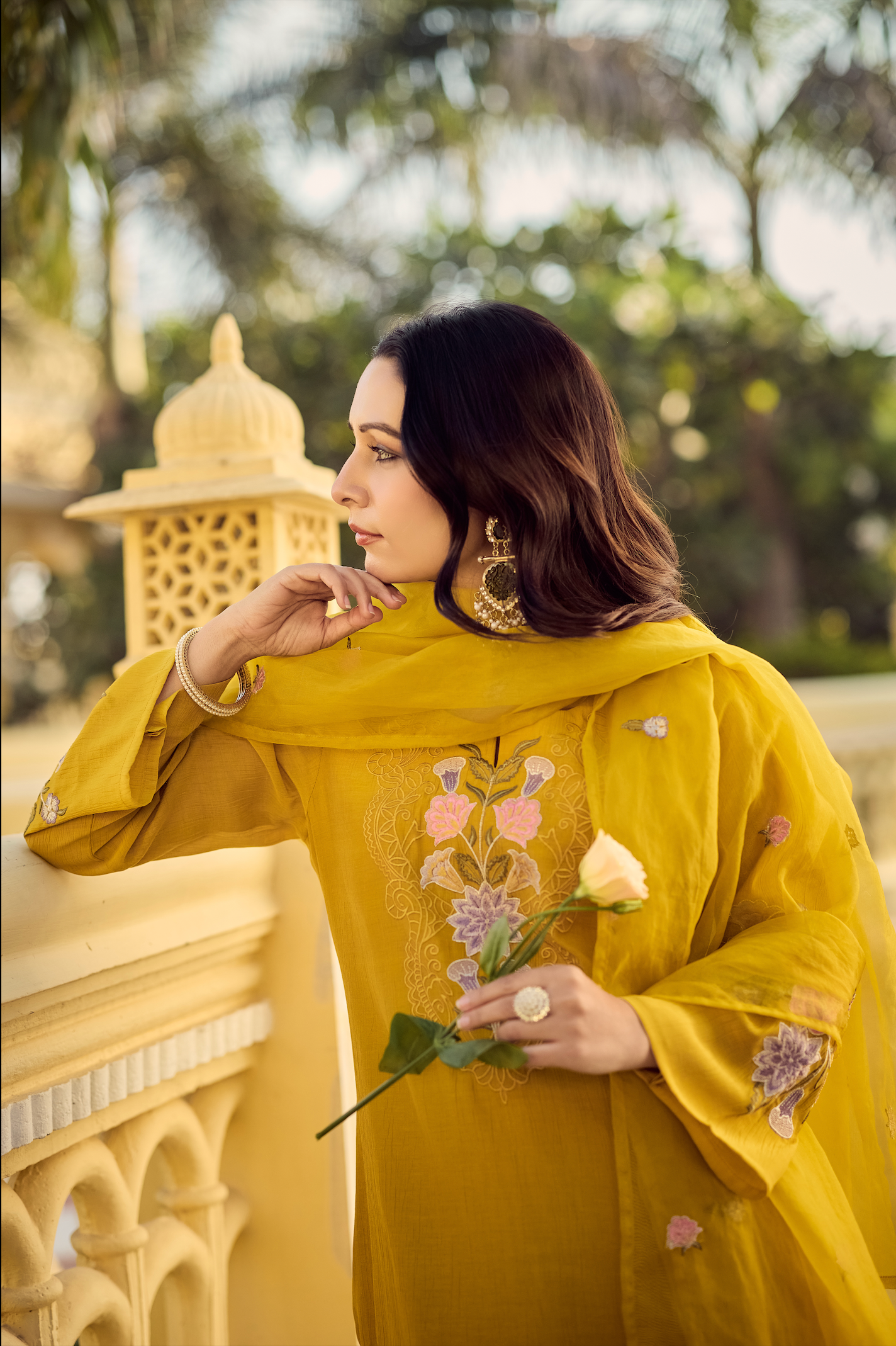 Noor Mustard Embellished Suit Set